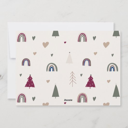 Boho Rainbow & Heart Arch Groene vreugde in alle 5 Feestdagenkaart (Achterkant)