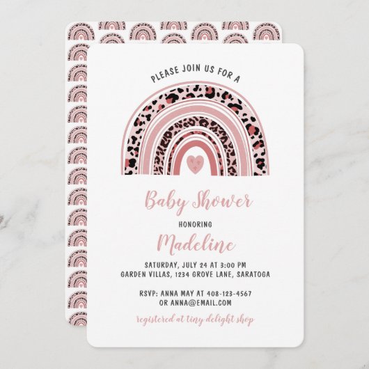 Boho Rainbow Heart Baby shower Kaart (Voorkant / Achterkant)