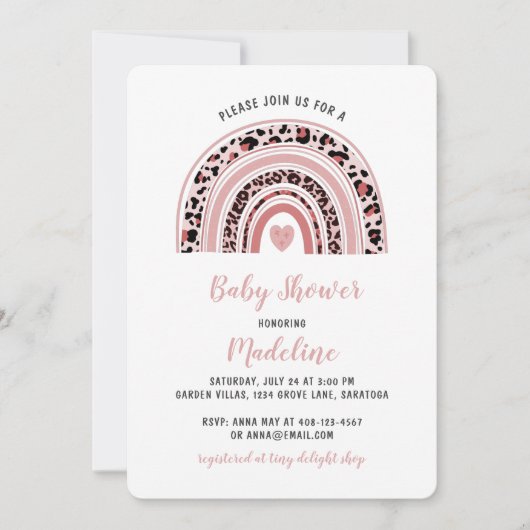 Boho Rainbow Heart Baby shower Kaart (Voorkant)