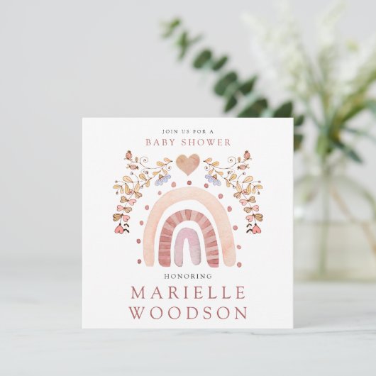 Boho Rainbow Heart Baby shower Kaart (Staand voorkant)