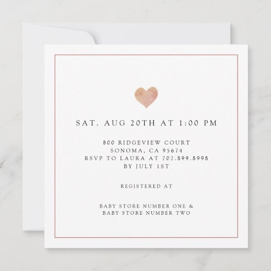 Boho Rainbow Heart Baby shower Kaart (Achterkant)