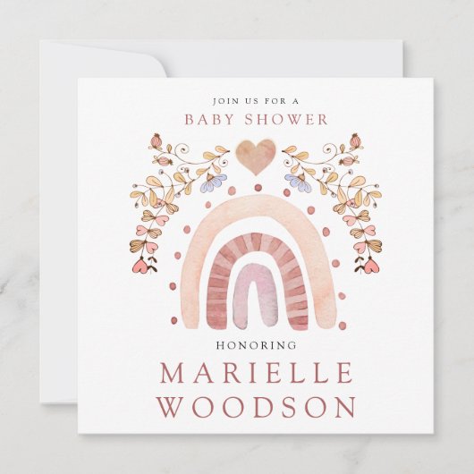 Boho Rainbow Heart Baby shower Kaart (Voorkant)