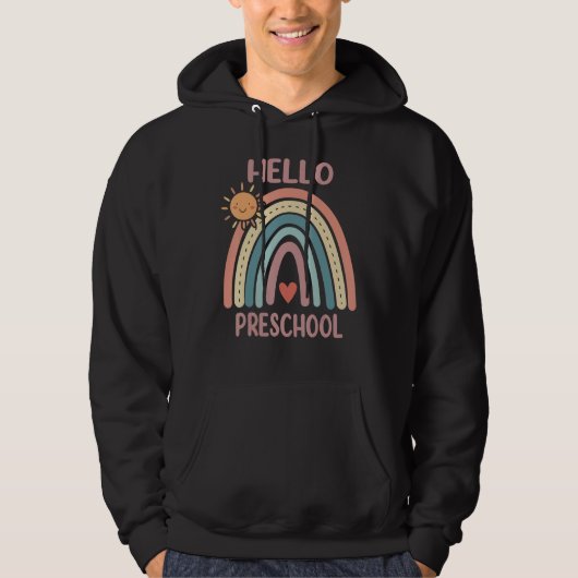 Boho Rainbow Heart For Teachers Women Hello Presch Hoodie (Voorkant)