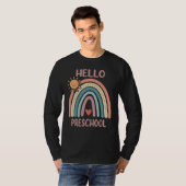 Boho Rainbow Heart For Teachers Women Hello Presch T-shirt (Voorkant volledig)