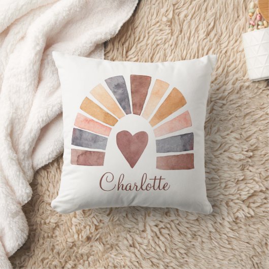 Boho Rainbow Heart Terracotta Bisque Nursery Kussen (Deken)