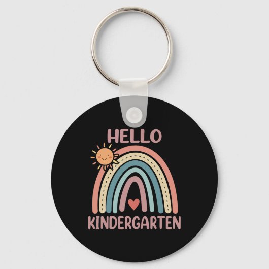 Boho Rainbow Heart voor leraren Vrouwen Hallo Kind Sleutelhanger (Voorkant)