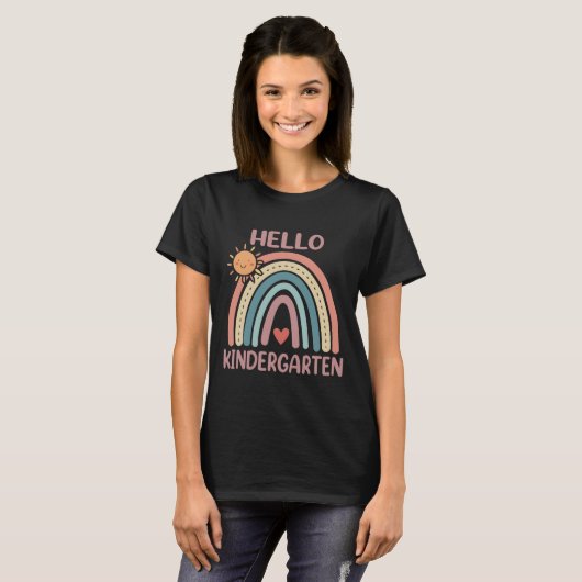 Boho Rainbow Heart voor leraren Vrouwen Hallo Kind T-shirt (Voorkant volledig)