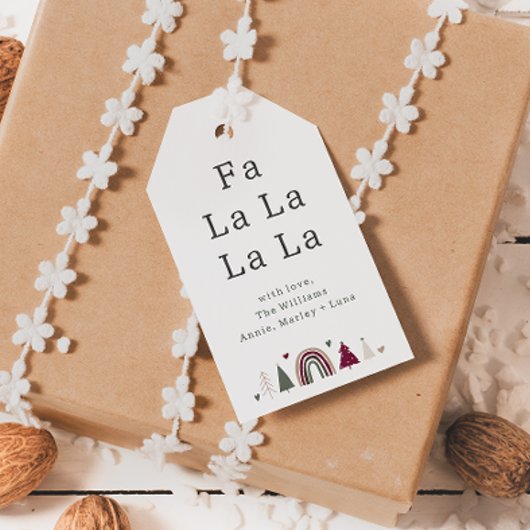 Boho Rainbow & Hearts Fa La La La Familie Cadeau L Cadeaulabel