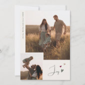 Boho Rainbow & Hearts Joy Beige 2 Foto Kerstmis Feestdagenkaart (Voorkant)