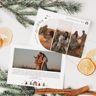 Boho Rainbow & Hearts Joy in All Things 4 Foto Feestdagenkaart