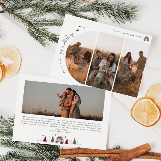 Boho Rainbow & Hearts Joy in All Things 4 Foto Feestdagenkaart