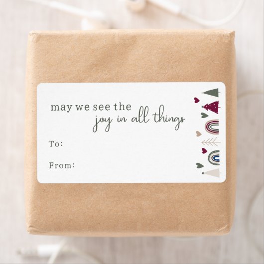 Boho Rainbow & Hearts Joy in All Things Gift Etiket (Insitu)
