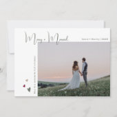 Boho Rainbow & Hearts Merry & Married Four Foto Feestdagenkaart (Voorkant)