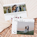 Boho Rainbow & Hearts Merry & Married Four Foto Feestdagenkaart<br><div class="desc">Vier de vreugde van het seizoen met deze boho regenboog & harten vrolijk & getrouwd vier foto kerstkaart. Het unieke en chique bewerkbare script creëer een vleugje charme en individualiteit. Het eenvoudige ontwerp heeft een kleurrijke regenboog, harten en kerstbomen die een grillige wintersfeer oproepen. Met een strakke, minimalistische lay-out legt...</div>