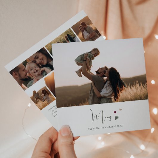 Boho Rainbow & Hearts Merry Seven Foto van Kerstmi Feestdagenkaart