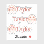 Boho Rainbow Hearts Naam Vinyl Stickers - Set van  (Vel)