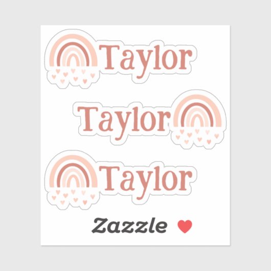 Boho Rainbow Hearts Naam Vinyl Stickers - Set van  (Vel)