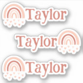 Boho Rainbow Hearts Naam Vinyl Stickers - Set van  (Voorkant)