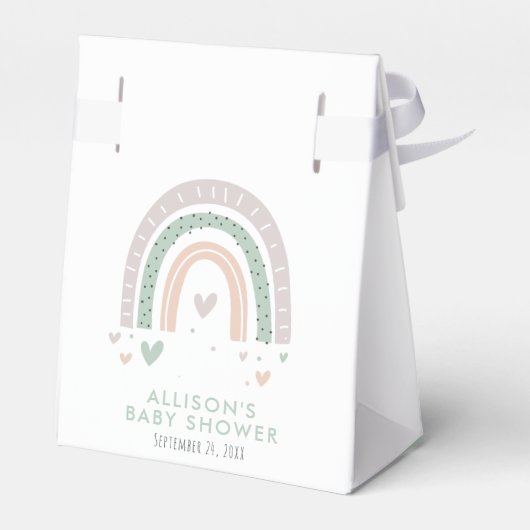 Boho Rainbow Hearts Sage Baby shower Bedankdoosjes (Achterkant)