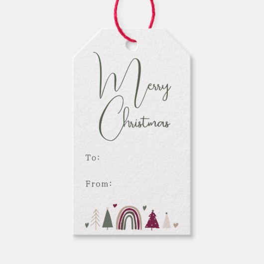 Boho Rainbow & Hearts Vrolijk kerstfeest van en na Cadeaulabel (Voorkant)