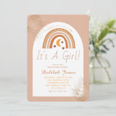 Boho Rainbow Het is een meisje Baby shower Kaart (Staand voorkant)
