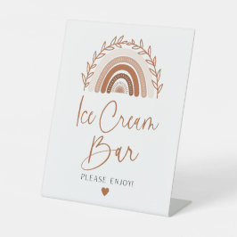 Boho Rainbow Ice Cream Bar Sign, Aardbeien Reclamebord Met Voetstuk