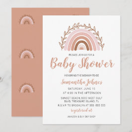 Boho Rainbow Invitation, Bohemen Baby shower Bedankkaart