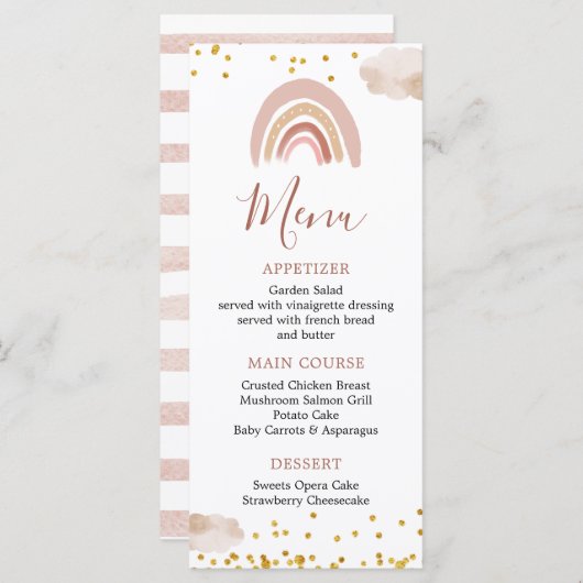 Boho Rainbow is geen nederige verjaardag. Menu (Voorkant / Achterkant)