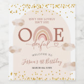 Boho Rainbow is geen nederige verjaardag. Wijn Etiket (Enkel label)