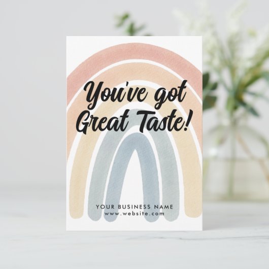 Boho Rainbow Je hebt een geweldige smaak business Bedankkaart (Staand voorkant)