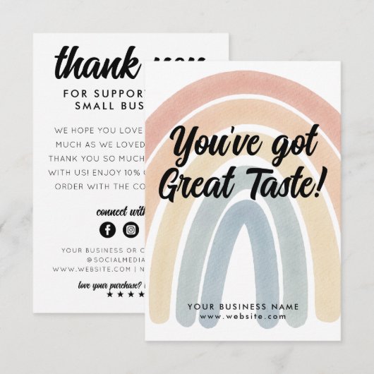 Boho Rainbow Je hebt een geweldige smaak business Bedankkaart (Voorkant / Achterkant)