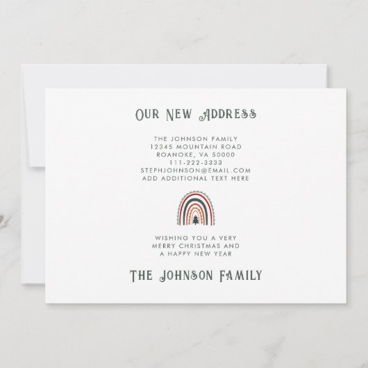 Boho Rainbow Kerstgroeten uit New Home Aankondiging (Achterkant)