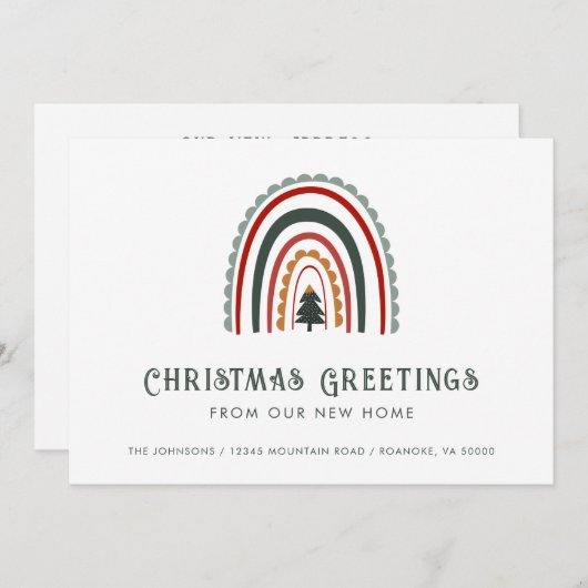 Boho Rainbow Kerstgroeten uit New Home Aankondiging (Voorkant / Achterkant)