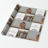 Boho Rainbow Kerstmis Familie Fotocollage Cadeaupapier (Uitgerold)