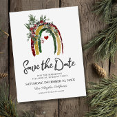 Boho Rainbow kerstparty Save the Date Aankondigingskaart