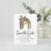 Boho Rainbow kerstparty Save the Date Aankondigingskaart (Staand voorkant)