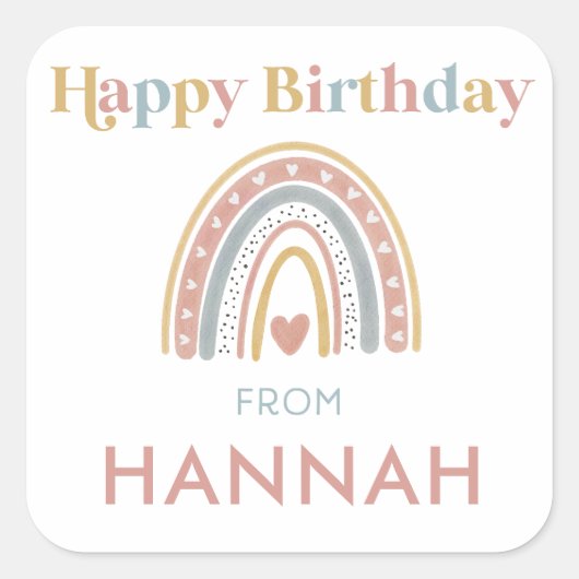 Boho Rainbow Kids Verjaardagscadeau Stickers (Voorkant)