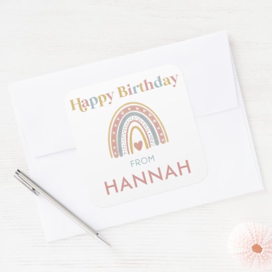 Boho Rainbow Kids Verjaardagscadeau Stickers (Envelop)