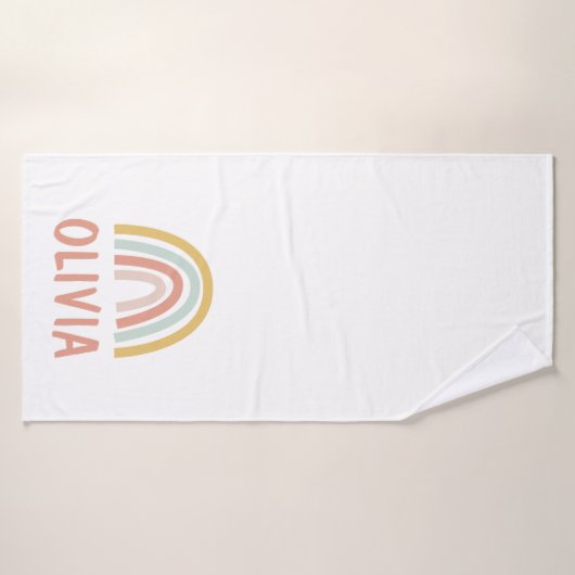 Boho Rainbow Kinder gepersonaliseerd Badhanddoek (Badhanddoek)