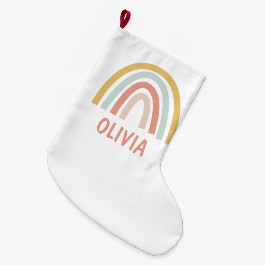 Boho Rainbow Kinder gepersonaliseerd Grote Kerstsok (Voorkant (Hangend))