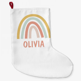 Boho Rainbow Kinder gepersonaliseerd Grote Kerstsok