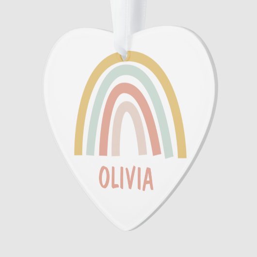 Boho Rainbow Kinder gepersonaliseerd Ornament (voorkant)