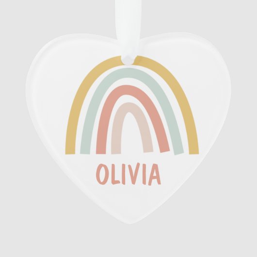 Boho Rainbow Kinder gepersonaliseerd Ornament (voorkant)