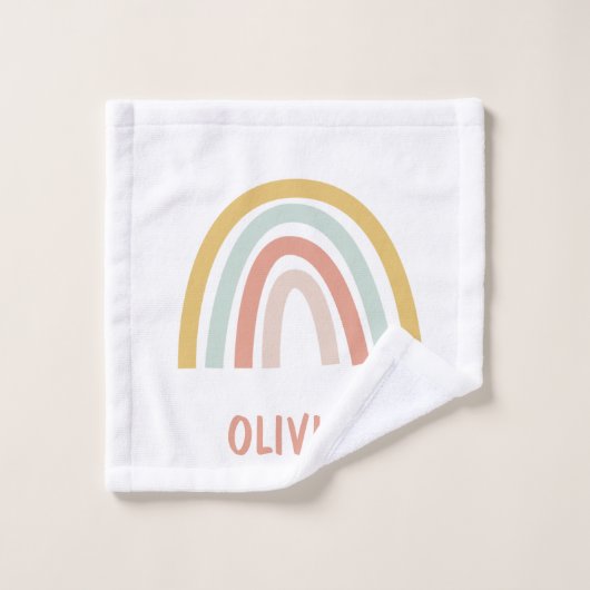 Boho Rainbow Kinder gepersonaliseerd Washandje (Wasdoekje)