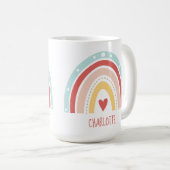 Boho Rainbow Kinder Naam Waterverf Koffiemok (Voorkant rechts)