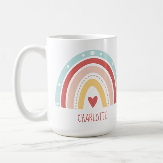 Boho Rainbow Kinder Naam Waterverf Koffiemok (Links)