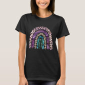 Boho Rainbow Leopard Pattern Glitter mam T T-shirt (Voorkant)