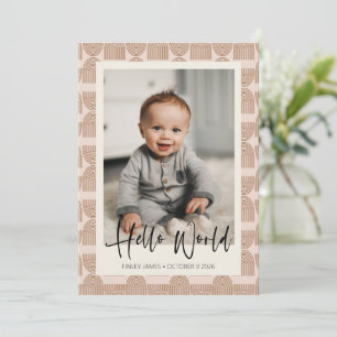 Boho Rainbow Lines Terracotta Newborn Foto Birth Aankondiging