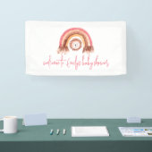 Boho Rainbow Lion Pink Welkom in Baby shower Spandoek (Beurs)
