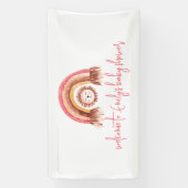 Boho Rainbow Lion Pink Welkom in Baby shower Spandoek (Verticaal)
